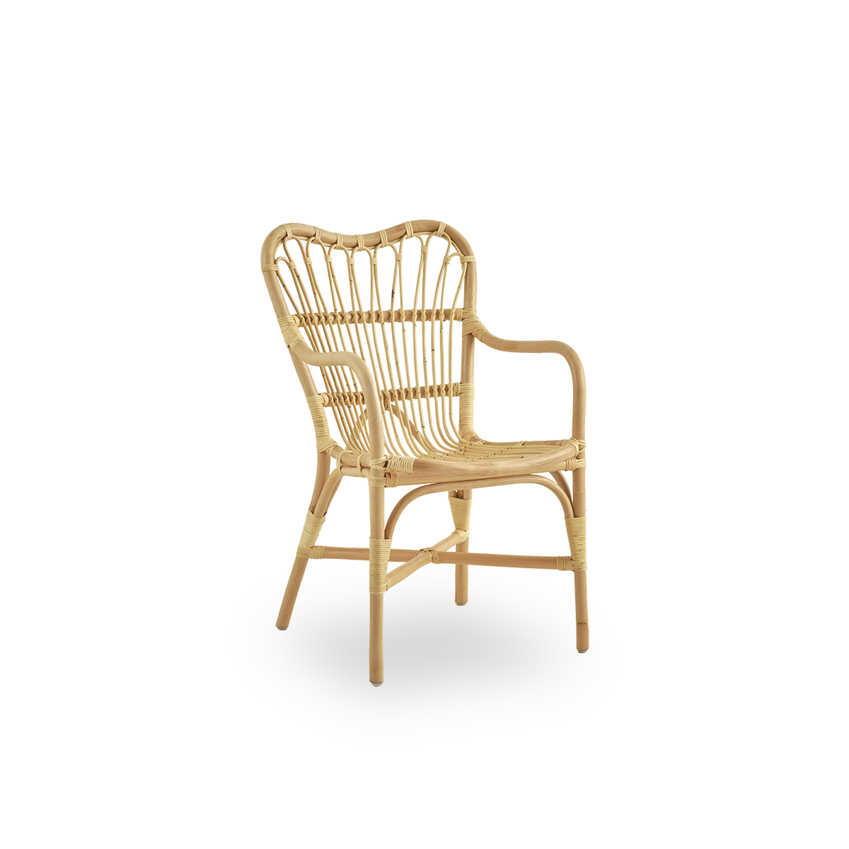 This is a close-up image of Margret Dining Chair in natural rattan.