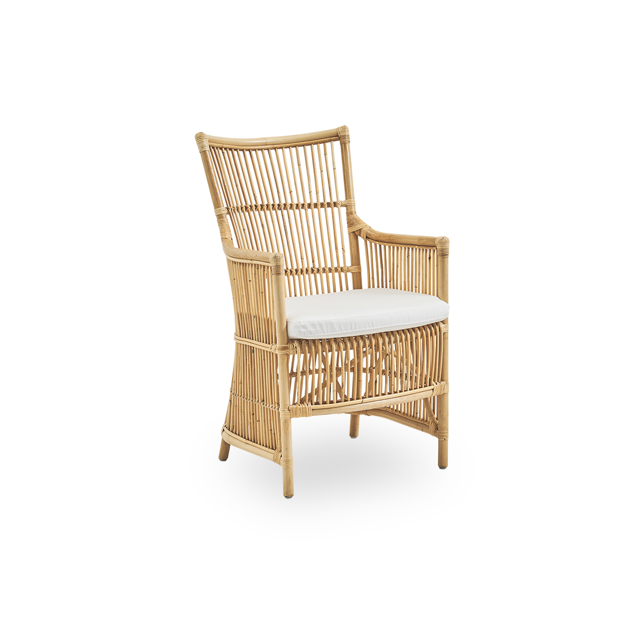 This is a close-up image of Davinci Dining Chair in natural rattan.
