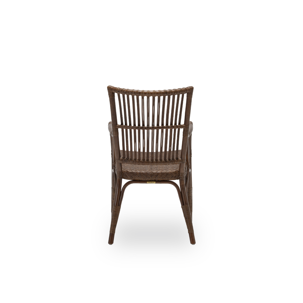 Plain back view of the Piano dining chair, in brown rattan. Danish design from Sika-Design's Originals collection, where the detailed wicker windings give the chair its character. Handcrafted from high-quality Indonesian rattan.