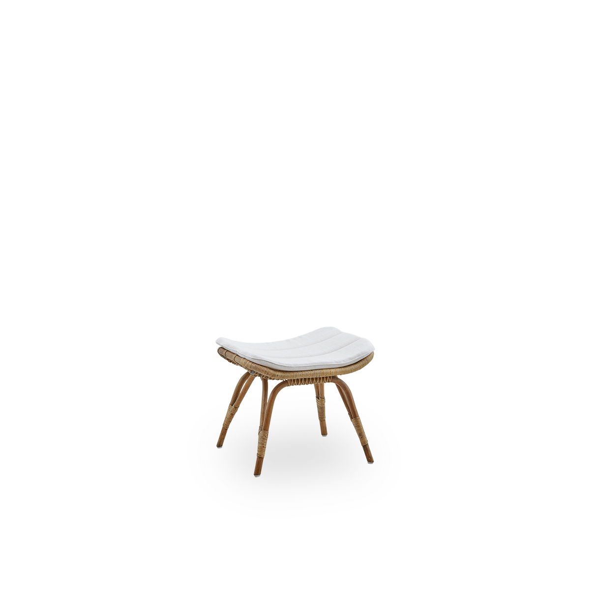 Side view of Monet footstool in Antique brown color handcrafted from high-quality Indonesian rattan.