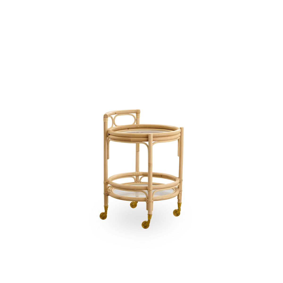Round bar cart in rattan and wicker | Romeo Trolley
