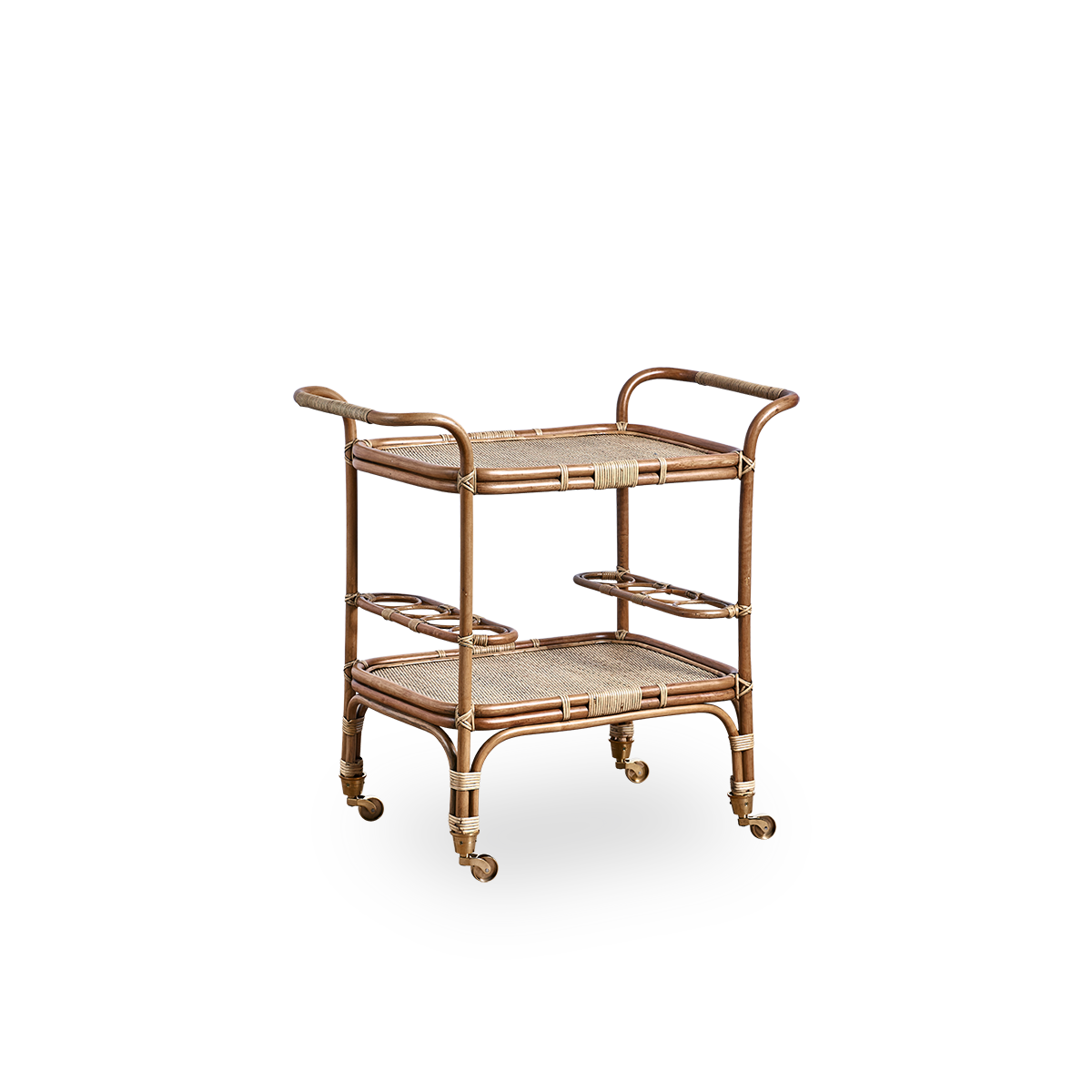 Rolling bar cart in rattan and wicker | Carlo Bar Trolley