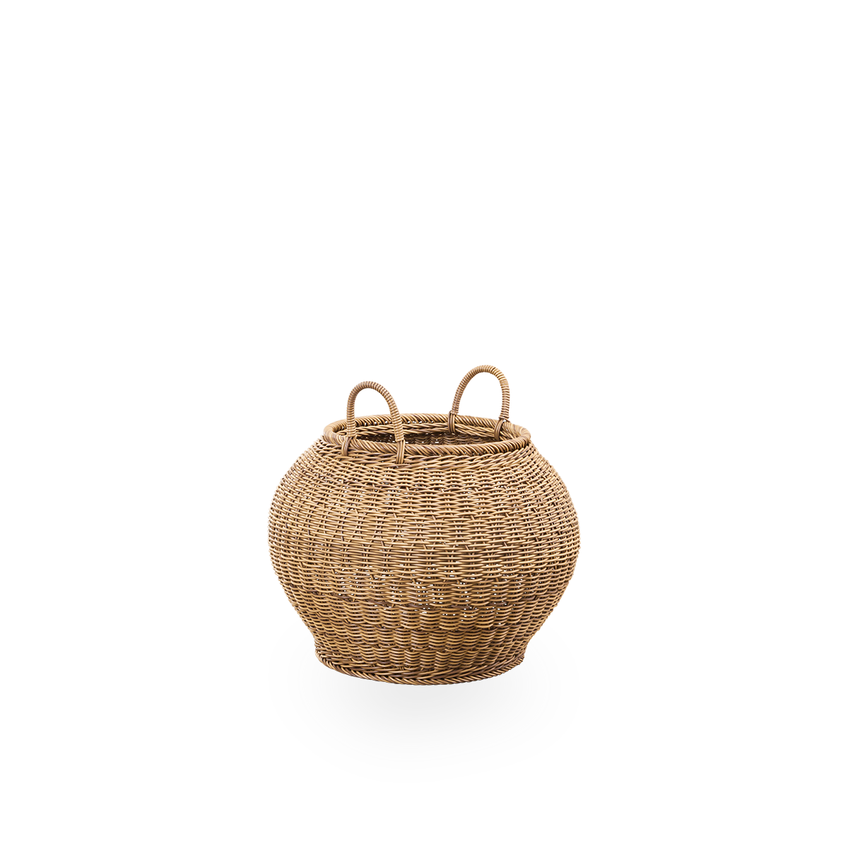 Smilla outdoor basket with handles in Chestnut color, handwoven from 70% recycled and 30% new ArtFibre. Big outdoor basket height 57 cm.