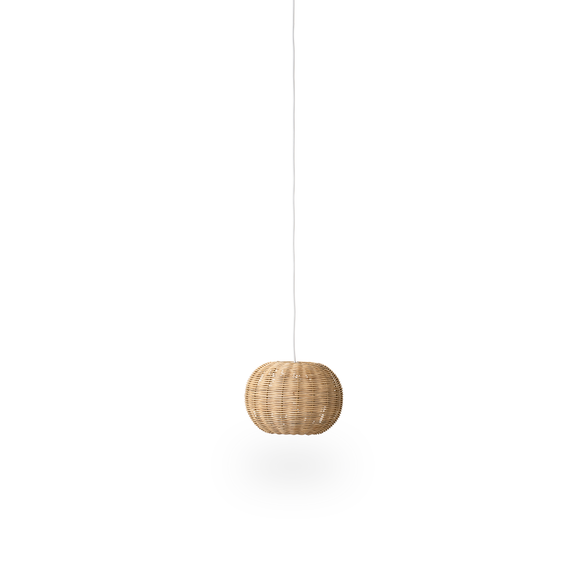 Tangelo rattan lampshade designed by Darcy Clarke, size Extra Small, Ø24 cm. Handcrafted in rattan with an inner steel frame giving it a good weight and stability.