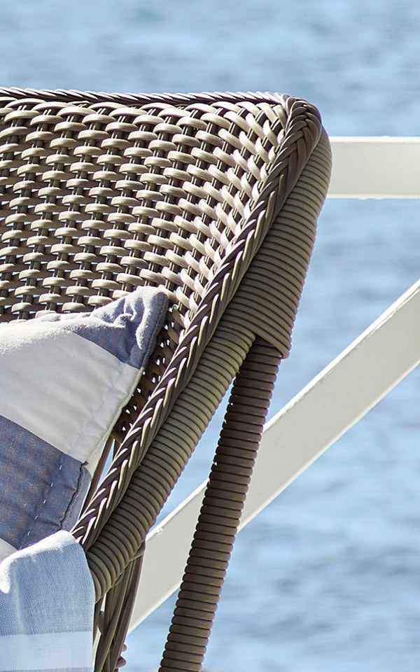 This is a close-up image of Dawn Sofa in antique Grey ArtFibre Aluminium.