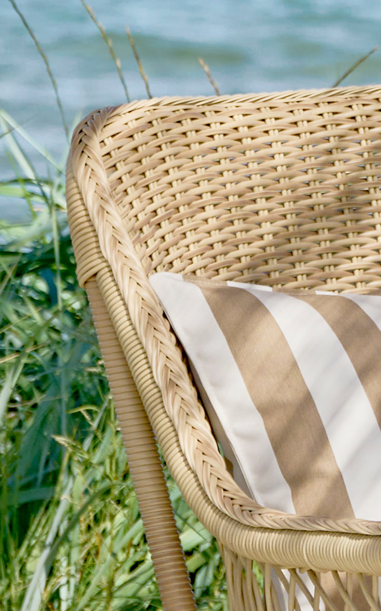This is a close-up image of Dawn Sofa in natural ArtFibre Aluminium.