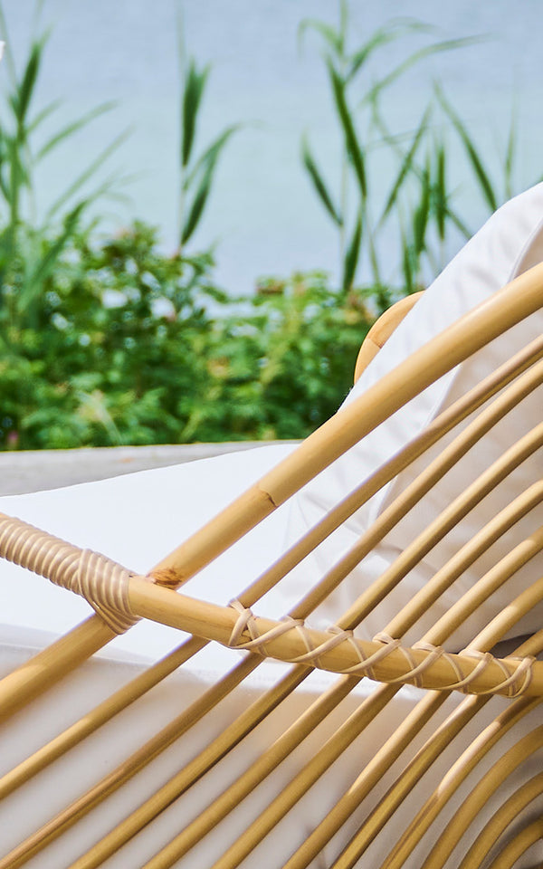 This is a close-up image of Charlottenborg Exterior 3 Seater Sofa in natural Aluminium ArtFibre.