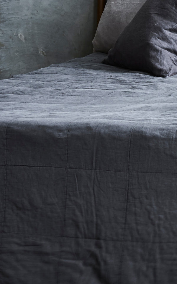 This is a close-up image of CTE058DB Bedspread in dusty Blue Cotton.