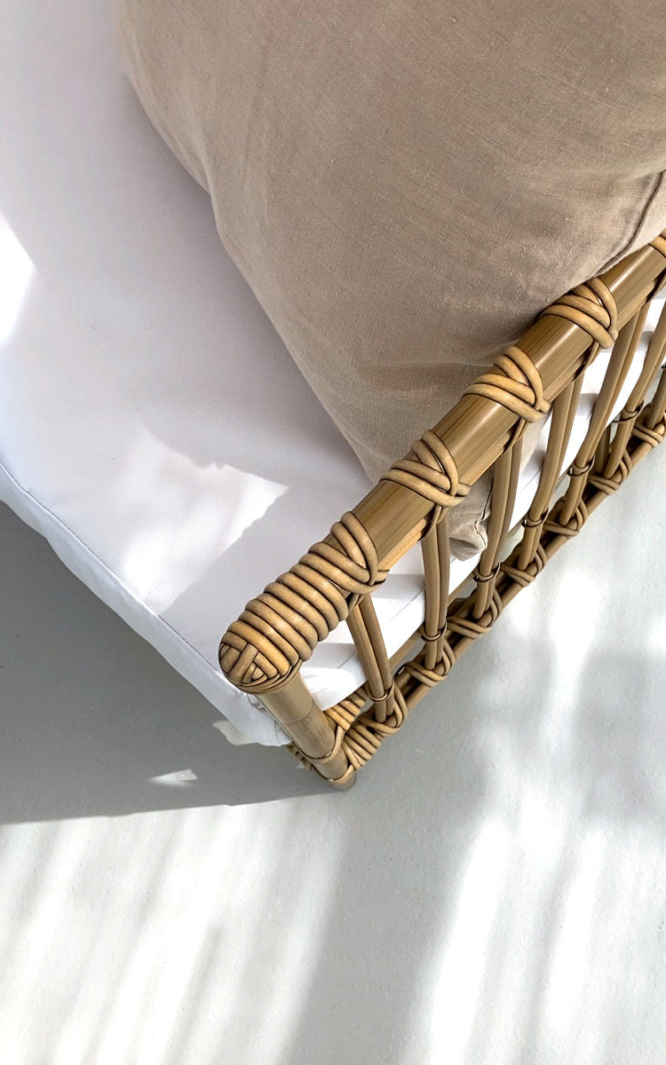 This is a close-up image of Caroline Exterior Lounge Chair in antique Aluminium ArtFibre.
