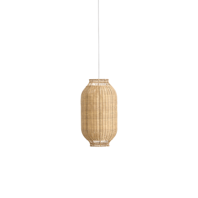 Kou lampshade designed by Jin Kuramoto, japan-inspired rattan lampshade handcrafted from high quality rattan with inner steel frame for stability. Height 50 cm, width 28 cm.