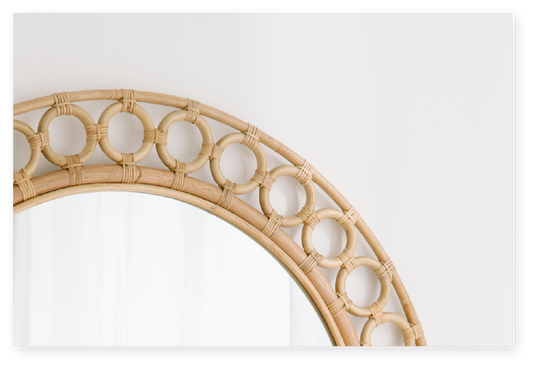 Round mirror in rattan frame | Medium - Sika-Design.com