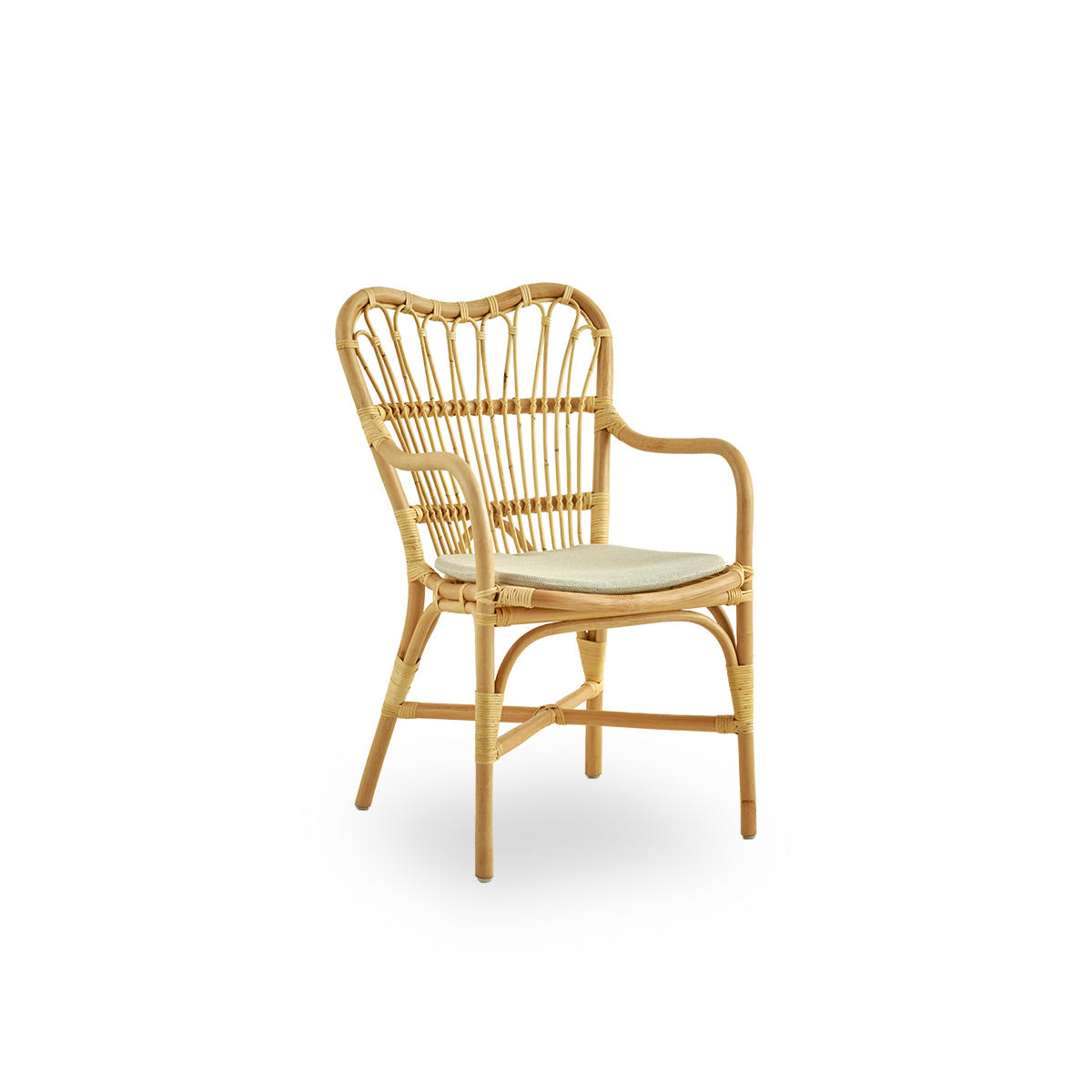 This is a close-up image of Margret Dining Chair in natural rattan.