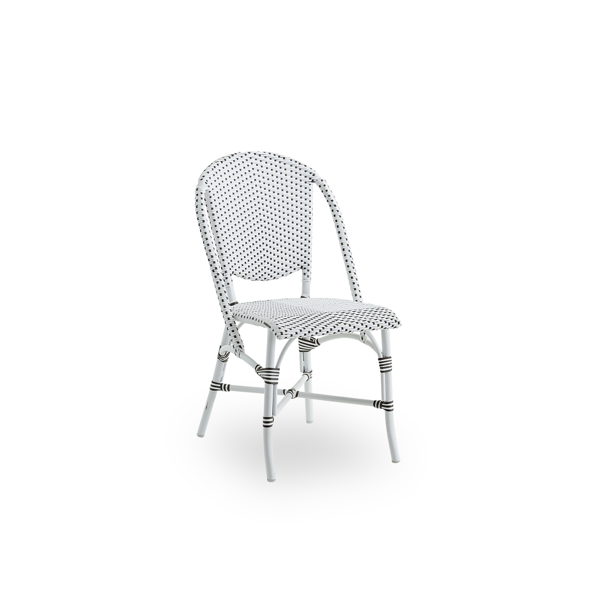 This is a close-up image of Sofie in white aluminium frame white w cappuccino dot artfibre.