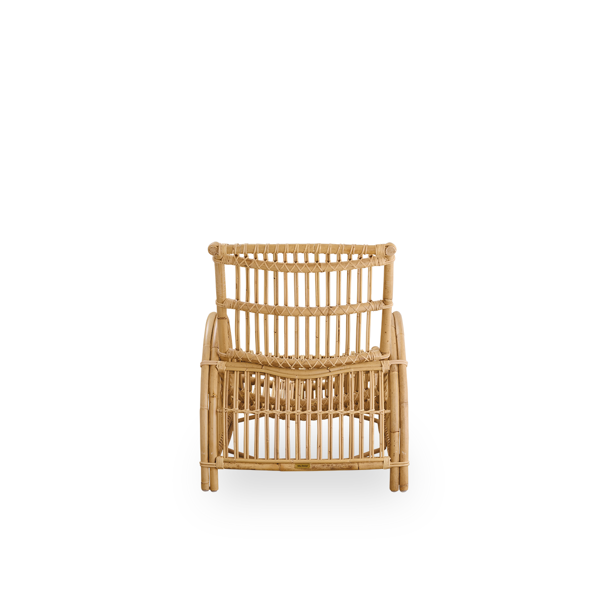 Plain back view of Paris lounge chair, iconic design by Arne Jacobsen. Handcrafted from high quality rattan.