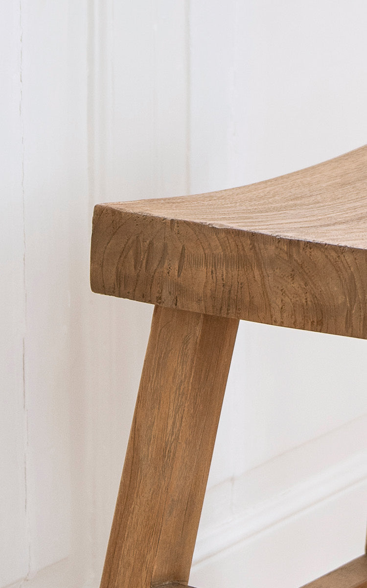 Rustic teak stool | Charles Teak Stool