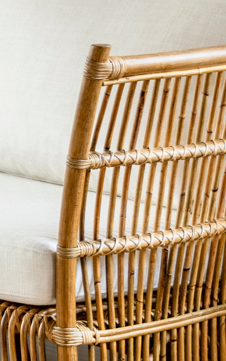 This is a close-up image of Donatello 3 Seater Sofa in antique rattan.