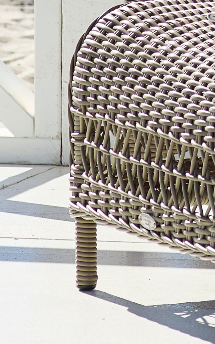 This is a close-up image of Dawn Footstool in antique Grey ArtFibre Aluminium.