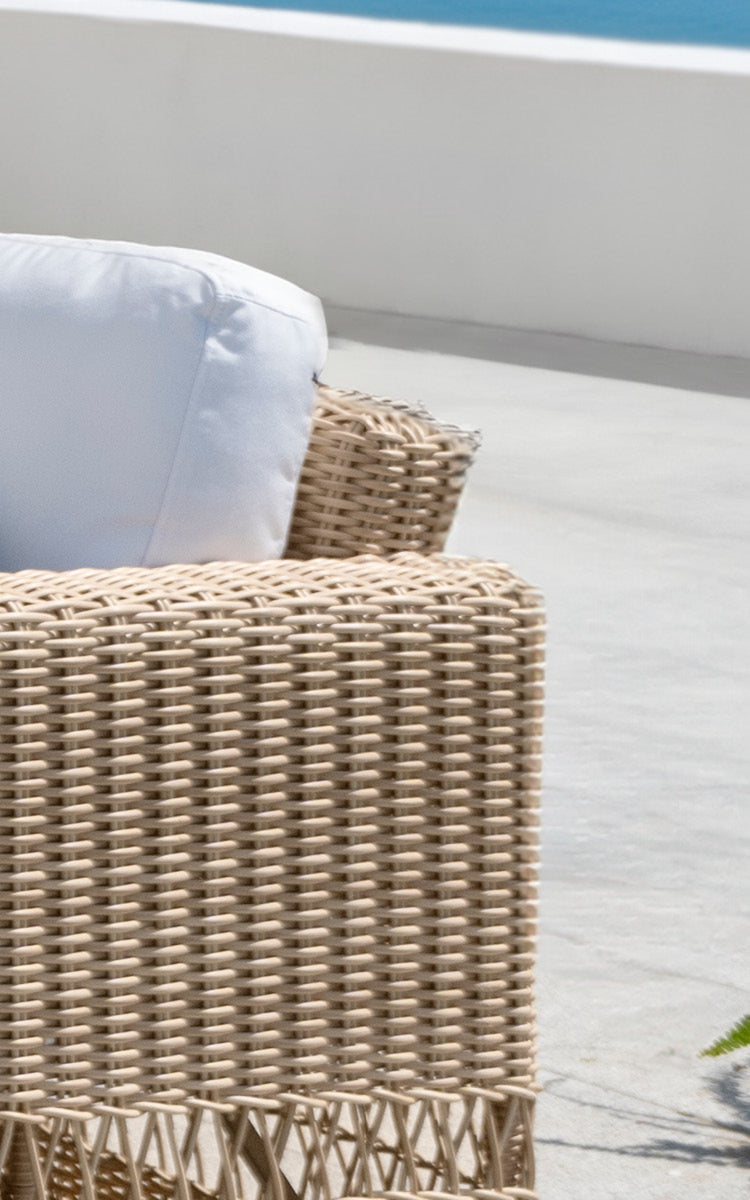 This is a close-up image of Carrie Sofa in natural ArtFibre Aluminium.