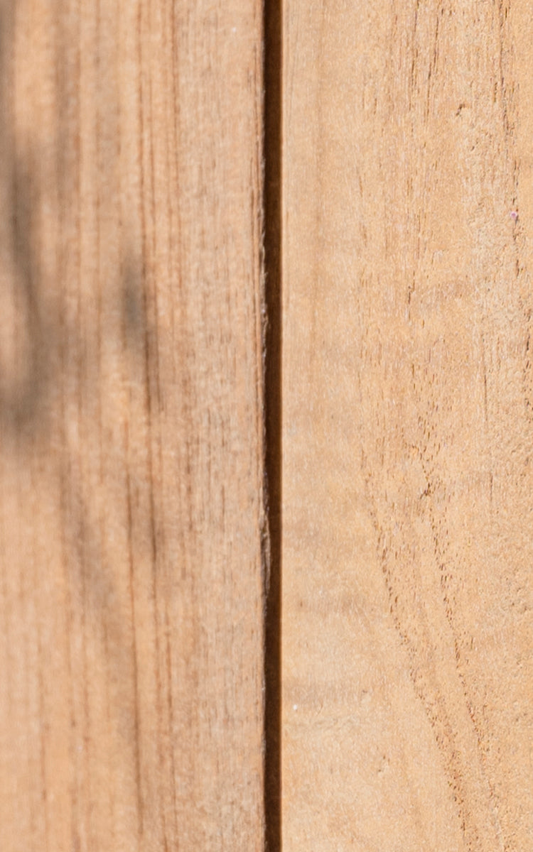 This is a close-up image of George Exterior Extendable Table 200(280) in outdoor Teak.