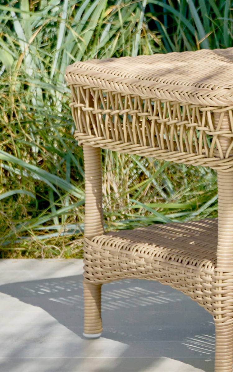 This is a close-up image of Susy Side Table in natural ArtFibre Aluminium.