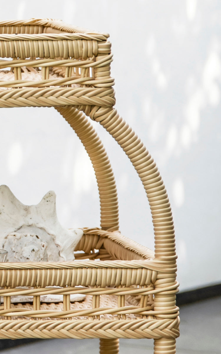 This is a close-up image of James in natural artfibre aluminium.