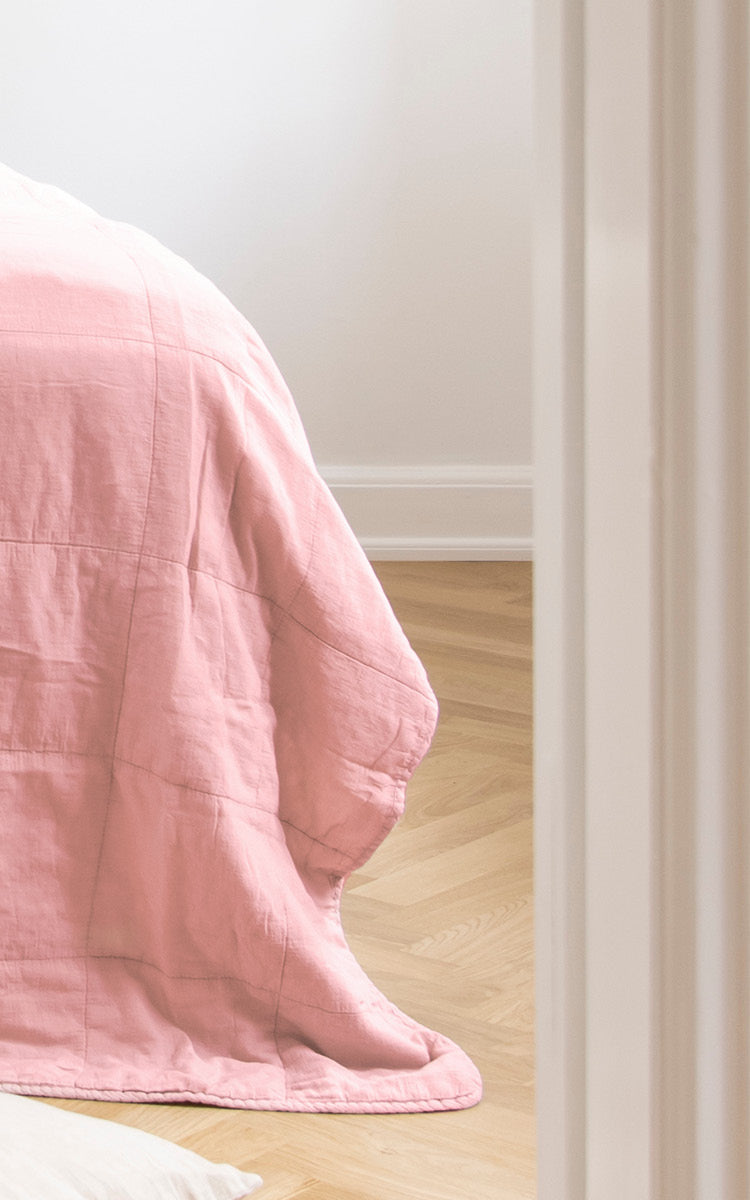 This is a close-up image of CTE058MR Bedspread in misty Rose Cotton.