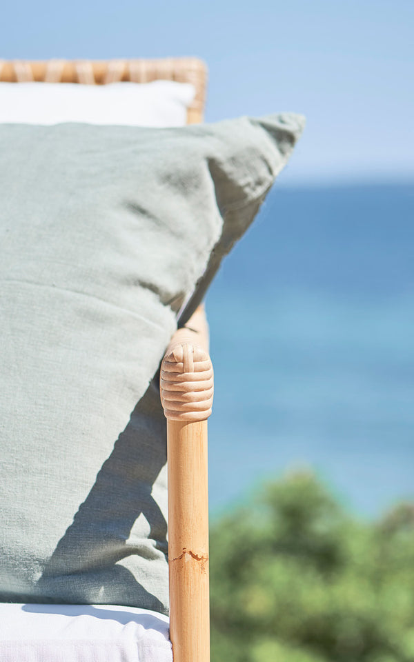 This is a close-up image of Caroline Exterior Sofa in natural Aluminium ArtFibre.