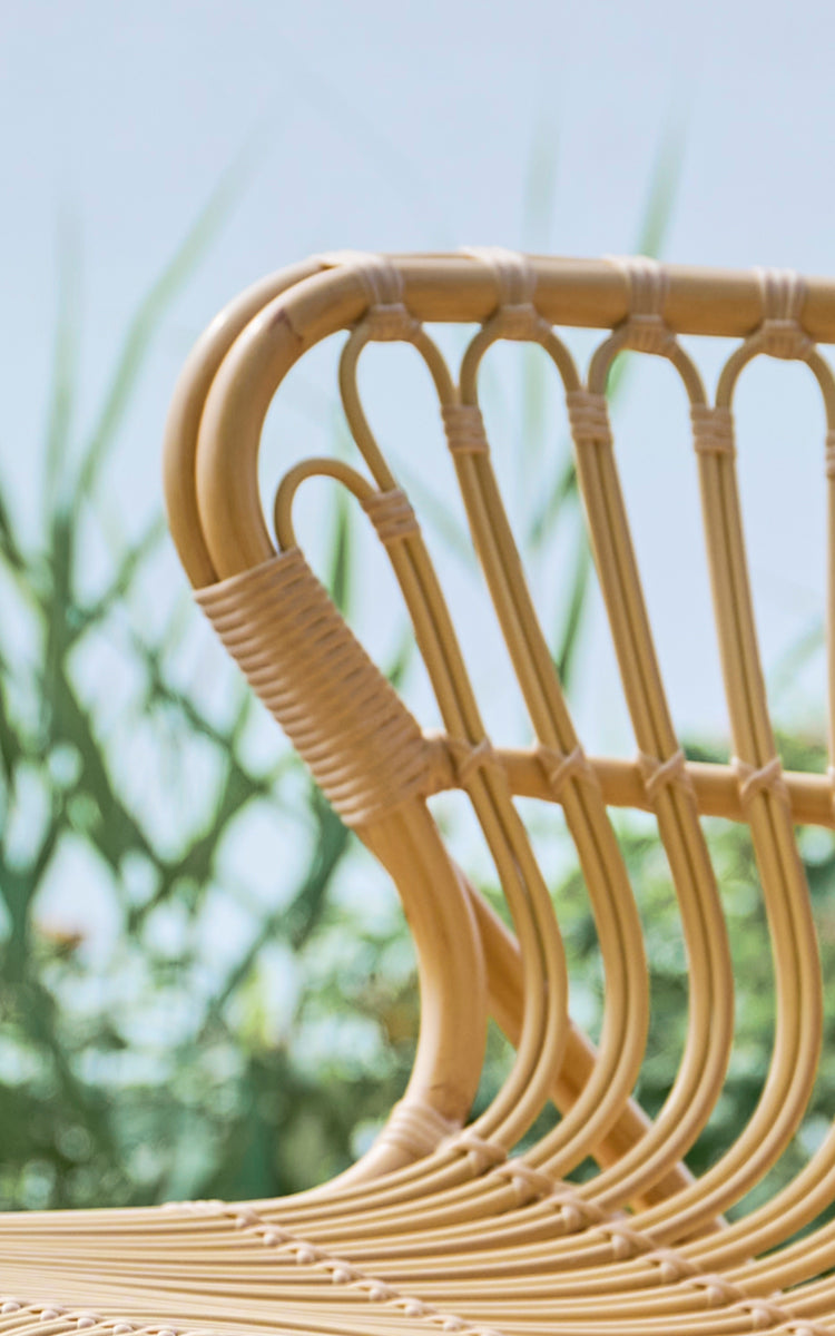 This is a close-up image of Fox Exterior Lounge Chair in natural Aluminium ArtFibre.