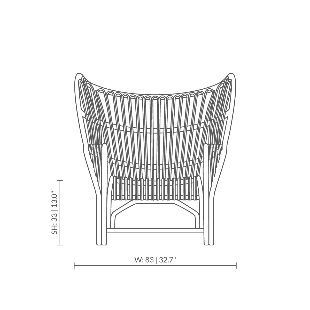 This is a dimensions diagram of VB-17 - Teddy Lounge Chair. Technical drawing showing product measurements.