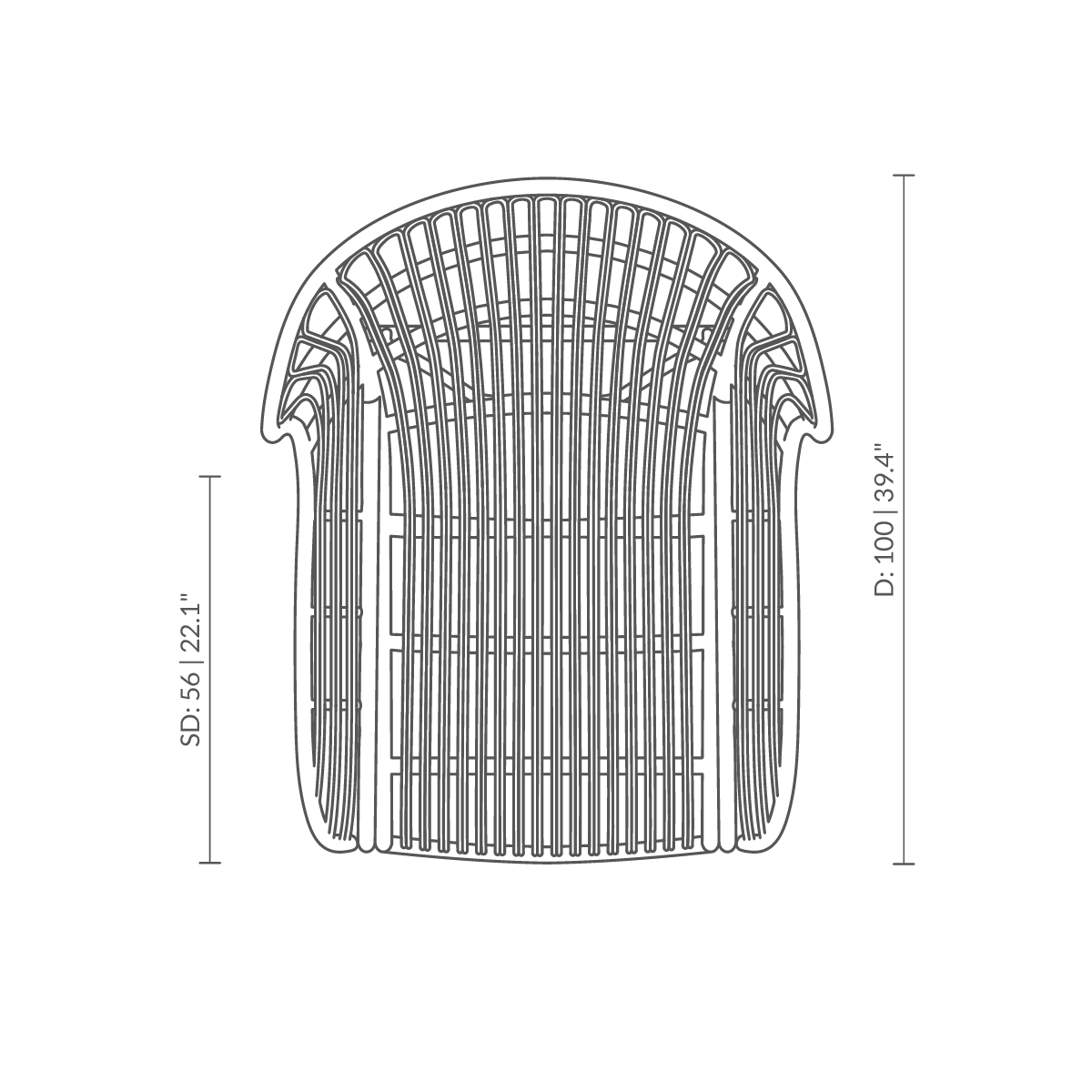This is a dimensions diagram of VB-17 - Teddy Lounge Chair. Technical drawing showing product measurements.