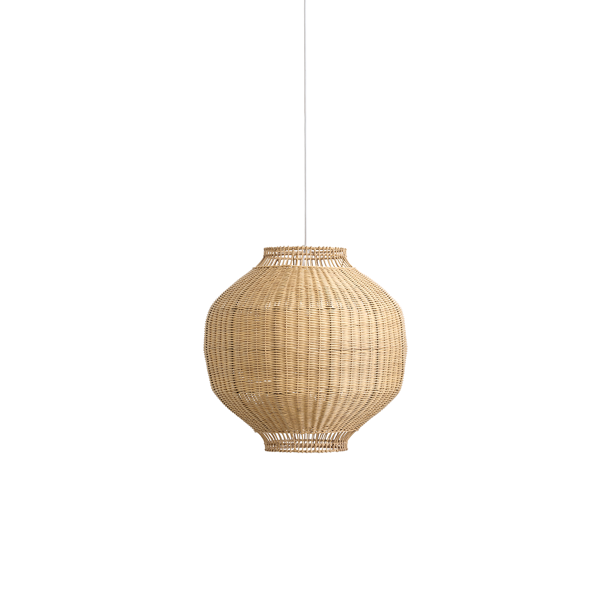 Tomori rattan lampshade by Jin Kuramoto. Japan-inspired lampshade handcrafted in rattan with an inner steel frame giving it a good weight and stability.