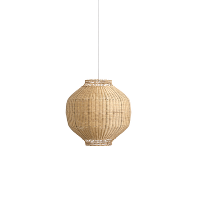 Tomori rattan lampshade by Jin Kuramoto. Japan-inspired lampshade handcrafted in rattan with an inner steel frame giving it a good weight and stability.