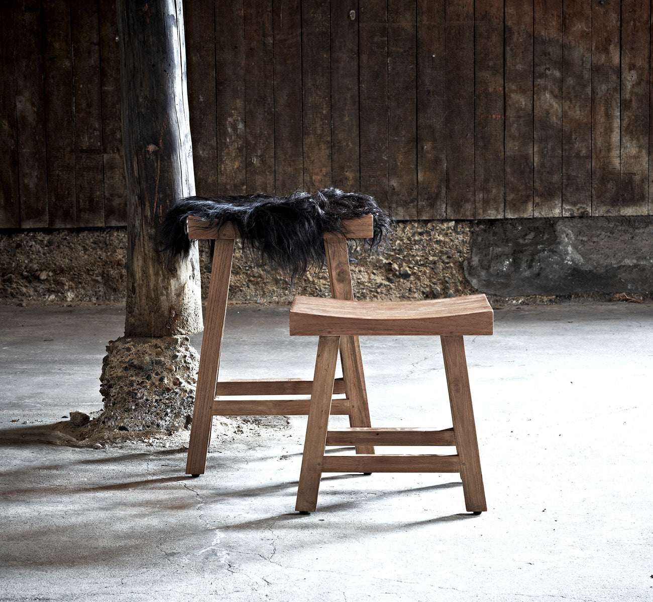 Counter stool in rustic teak | Charles Teak Counter Stool