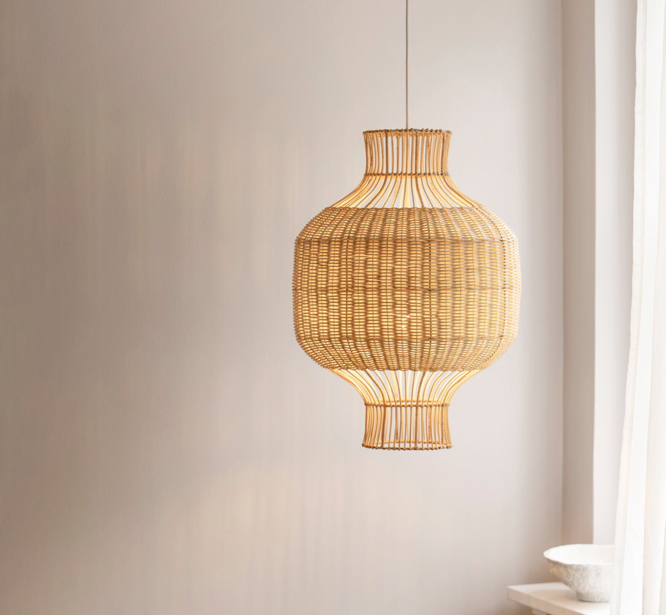 Rattan & wicker lamp shade | Hikari Lampshade by Jin Kuramoto