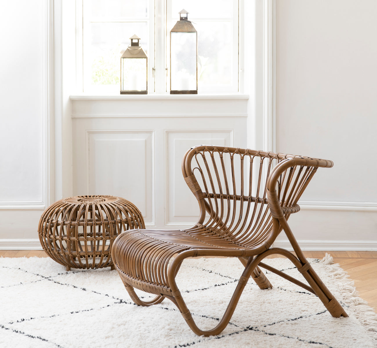 Ottoman in rattan and wicker | Franco Albini | Ottoman Small