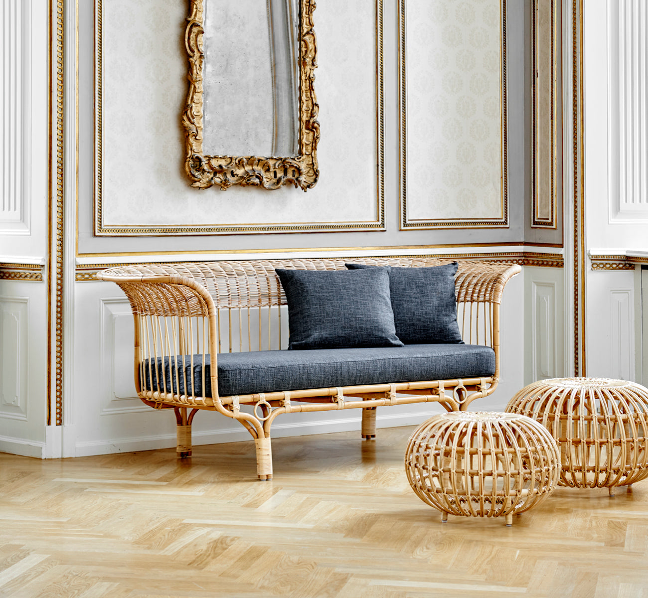 Ottoman in rattan and wicker | Franco Albini | Ottoman Small