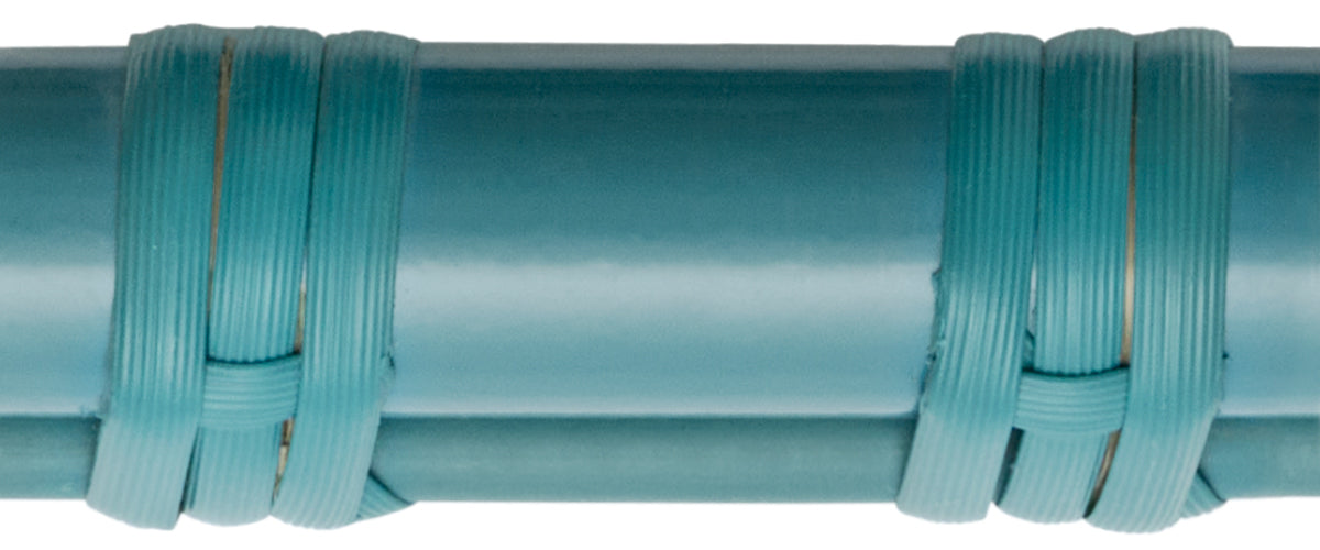 Petrol blue (teal) aluminum frame with matching ArtFibre weave — custom color for Sika-Design Exterior furniture