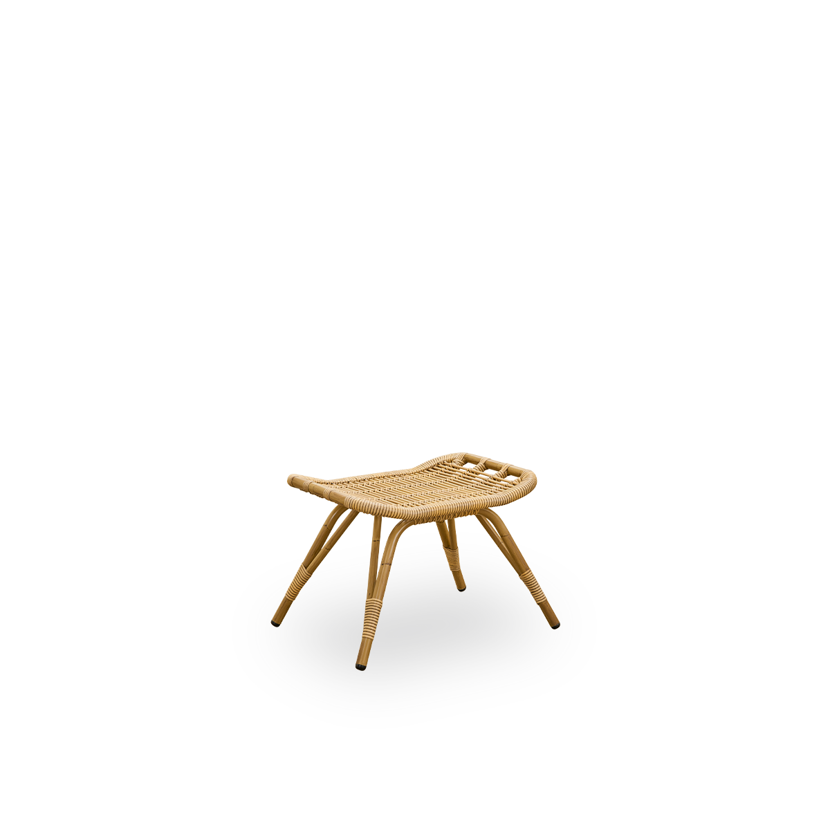 Side view of Monet outdoor footstool in Antique brown color. Aluminium frame in rattan look with ArtFibre windings.