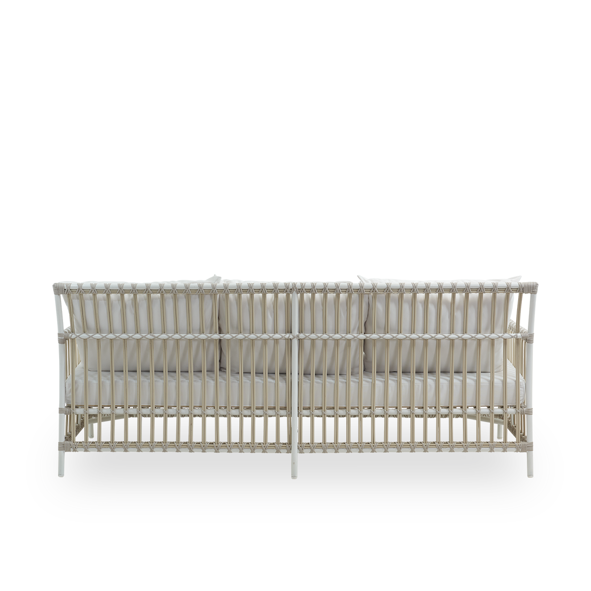 This is a close-up image of Caroline Exterior Sofa in dove White Aluminium ArtFibre.