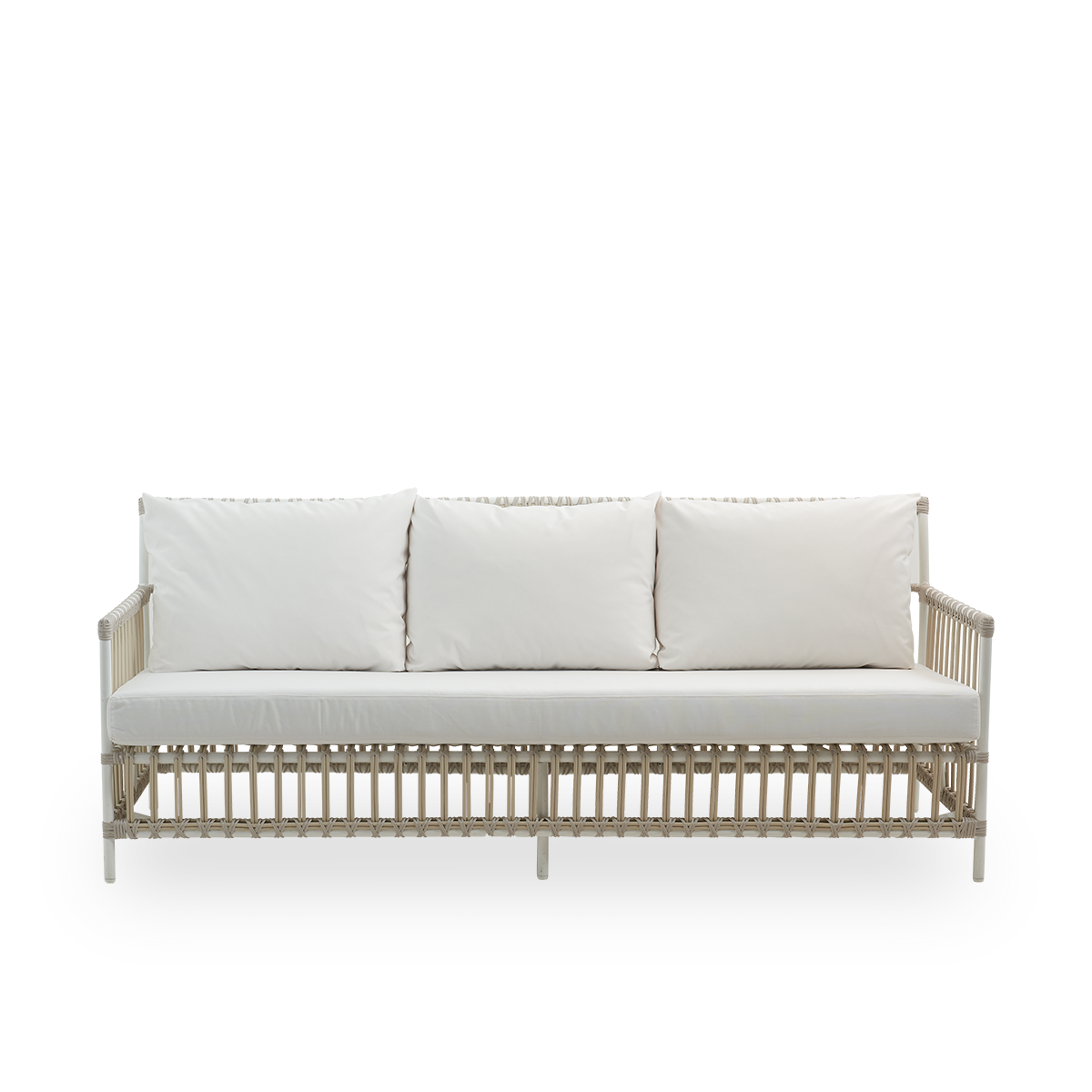 This is a close-up image of Caroline Exterior Sofa in dove White Aluminium ArtFibre.