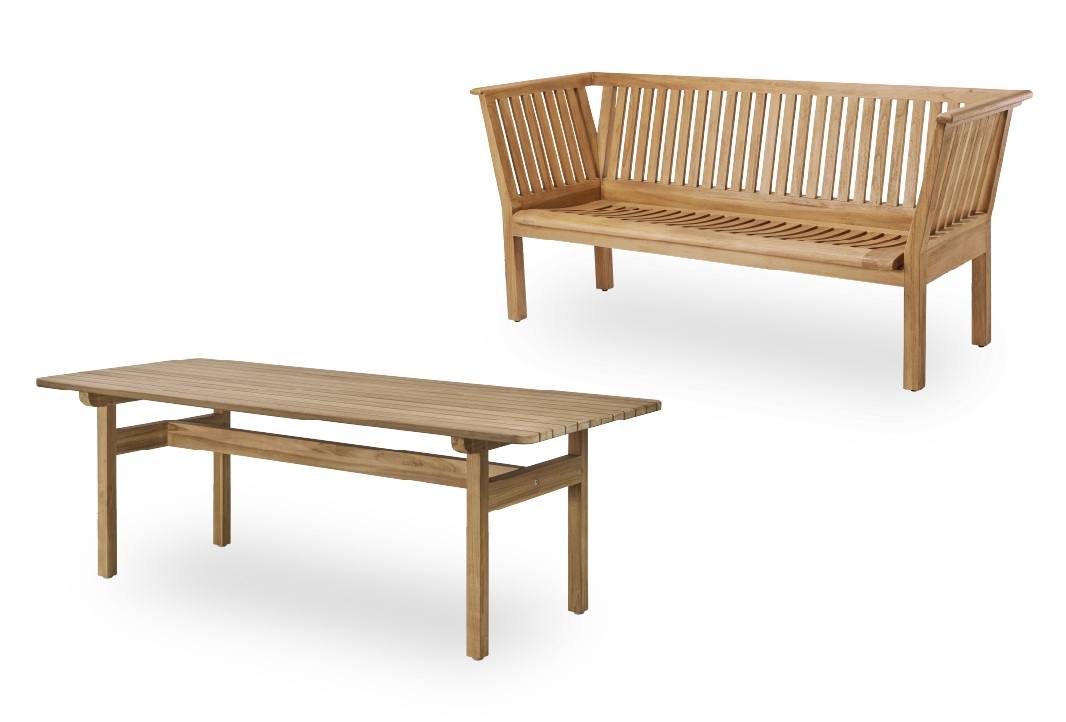 St Catherine teak bench and Tobias teak table by Arne Jacobsen.png__PID:cdbded33-a630-4cc7-bda3-a05d8226a7fc