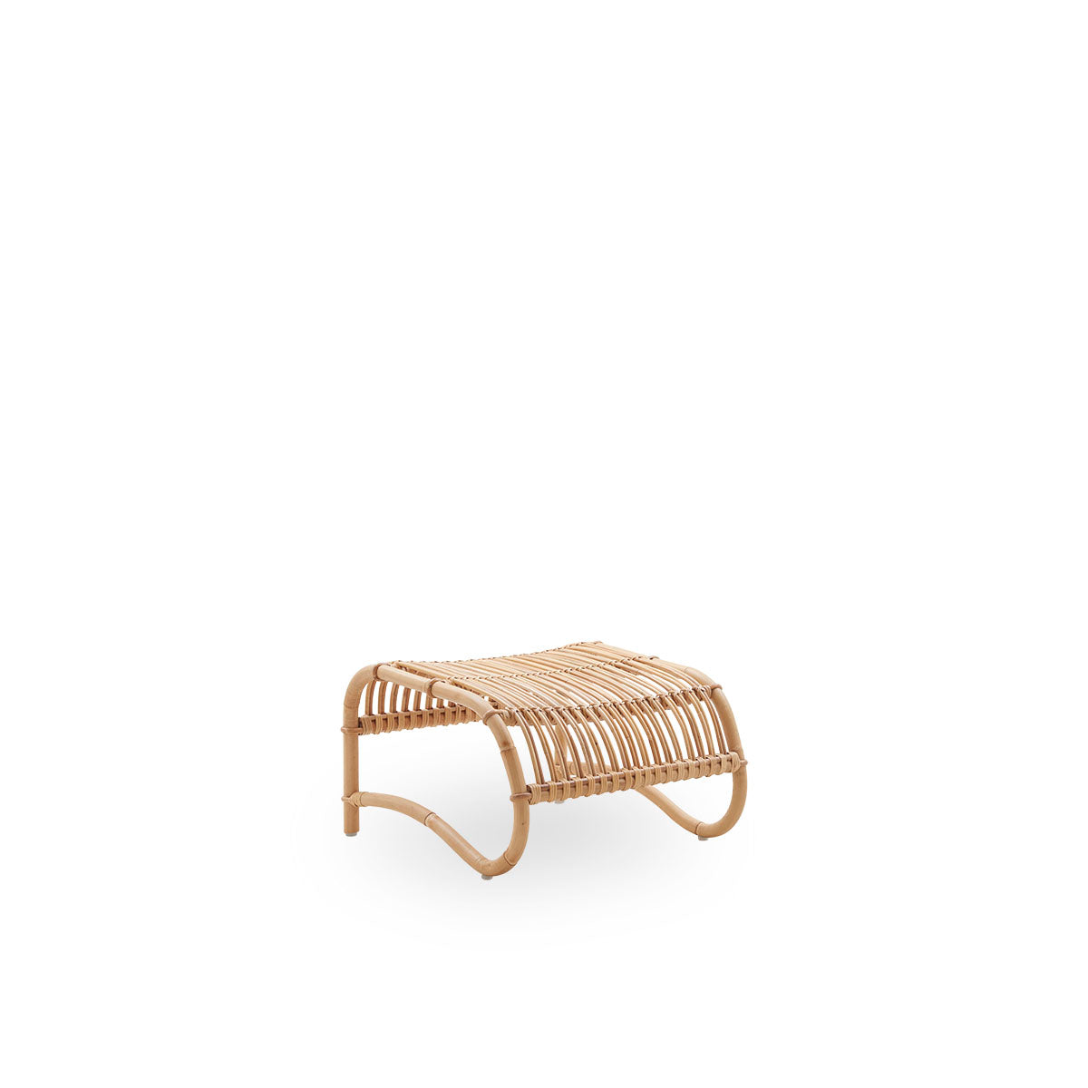 Side view of Teddy rattan footstool designed by Viggo Boesen. Handcrafted in high quality rattan. 