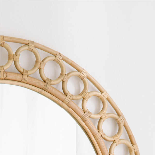 Round mirror in rattan frame | Ella Mirror Ø45 cm